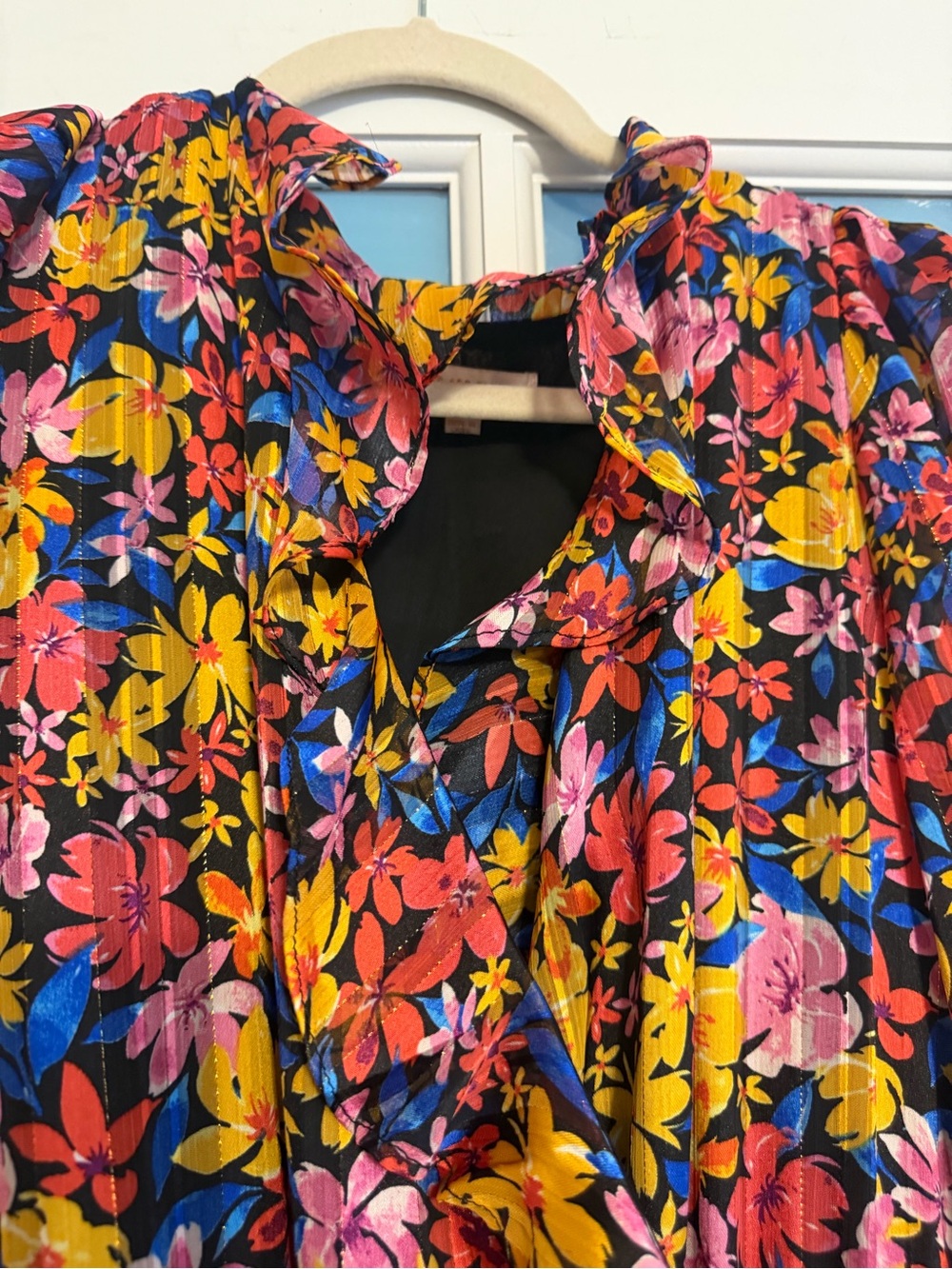 Skies Are Blue Black Floral Ruffle Maxi Dress - Picture 5 of 9